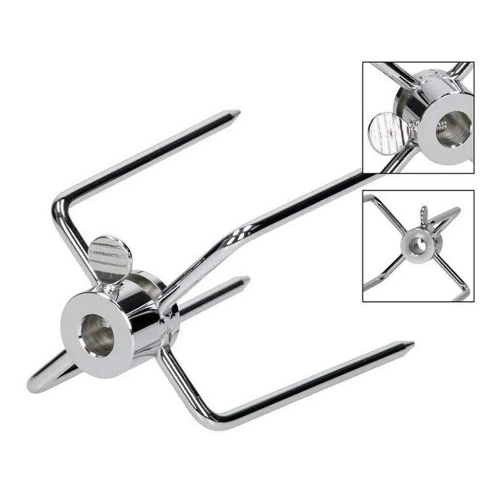 

2pcs/set Rotisserie BBQ Forks Stainless Steel Spit BBQ Forks Charcoal Chicken Grill Rotisserie Meat Fork BBQ Tool Silver