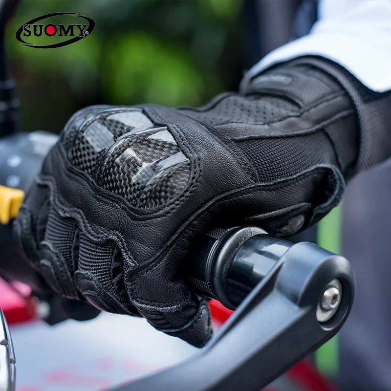 Женские Длинные мотоциклетные перчатки из натуральной козьей кожи красные