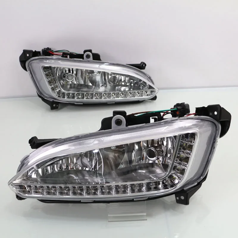 Светодиодные дневные ходовые огни для Hyundai Santa Fe IX45 2013-2015 Plug & Play