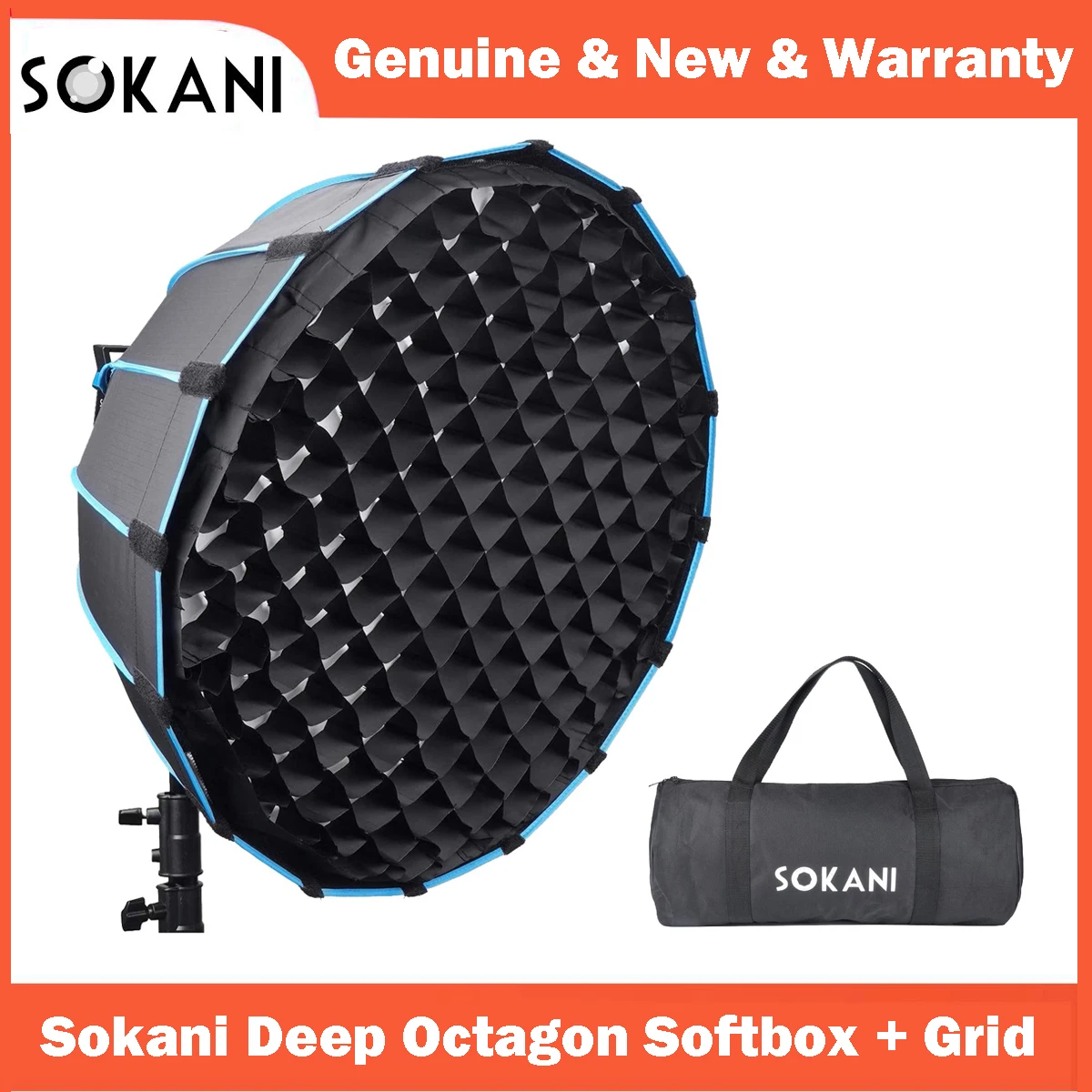 Sokani Deep Octagon soфтbox 60 см с сеткой для Sokani X100 Colbor CL60 Amaran 60X D 100D X 200D X Godox SL60W Bowen Mount светильник
