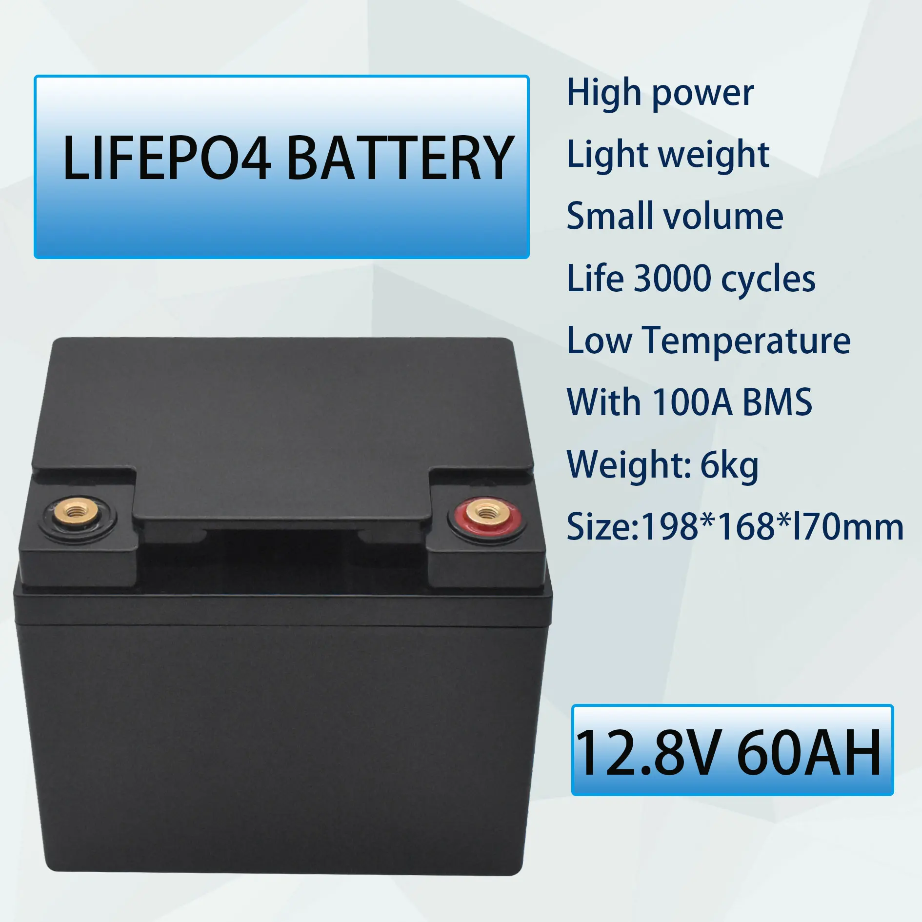 

2021 12V 60Ah Deep Cycle LiFePO4 Rechargeable Battery Pack 12.8V 60Ah Life Cycles 4000 with Built-in BMS Protection