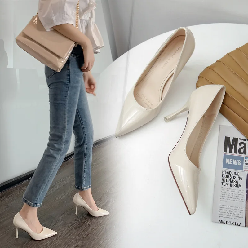 

Ladies High Heels Sandals PU Solid Color Pointed Stiletto Non Slip Women Fashion Dress Shoes