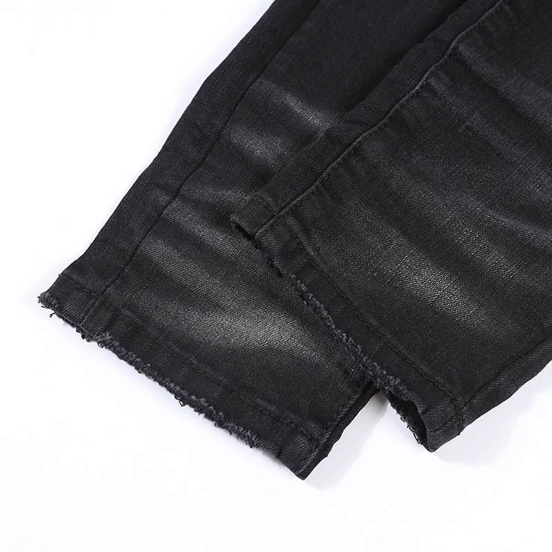 AM Fashion Brand Men's Jeans High Quality Slim Skinny Stretch Ripped Patch Pants Luxury Streetwear Harajuku Denim Trouser