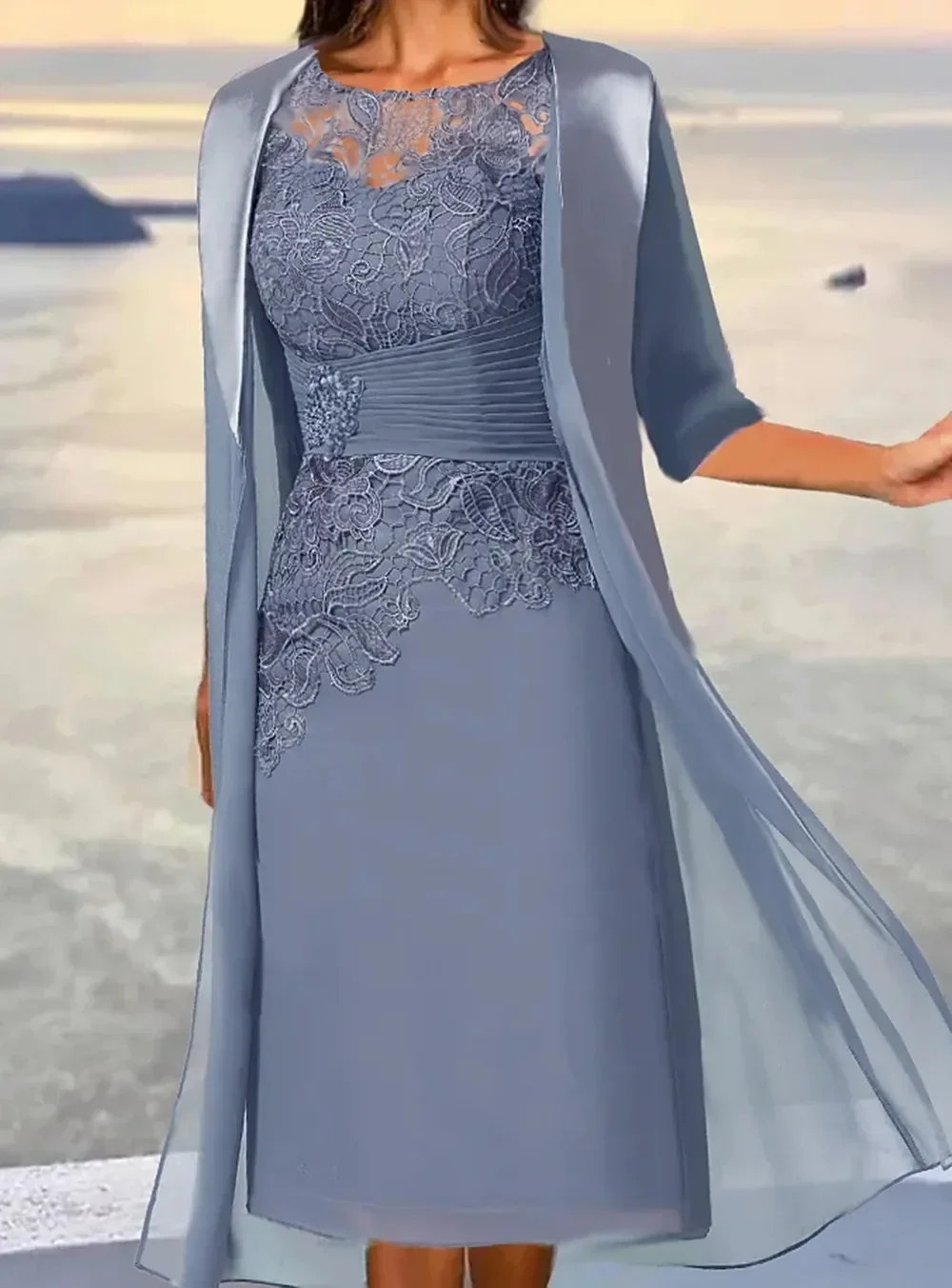 Платье для мамы невесты пыльно-синее midi Nike | AliExpress