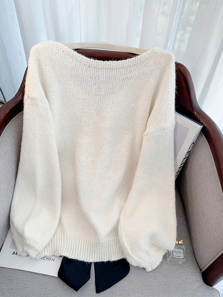 Женский пуловер с розовым бантом свитер в стиле Харадзюку свитера большого