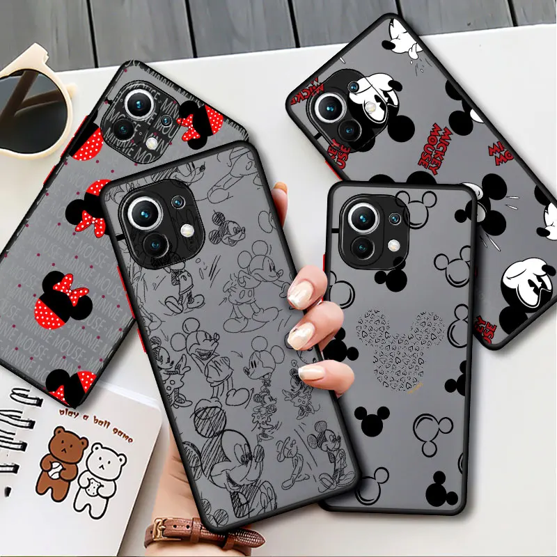 

Чехол для Xiaomi Mi 11T 11X Note 10 12 12X 11 Lite 9T 10T Poco M3 X3 NFC Мультяшные чехлы с логотипом Микки Минни матовый сотовый телефон