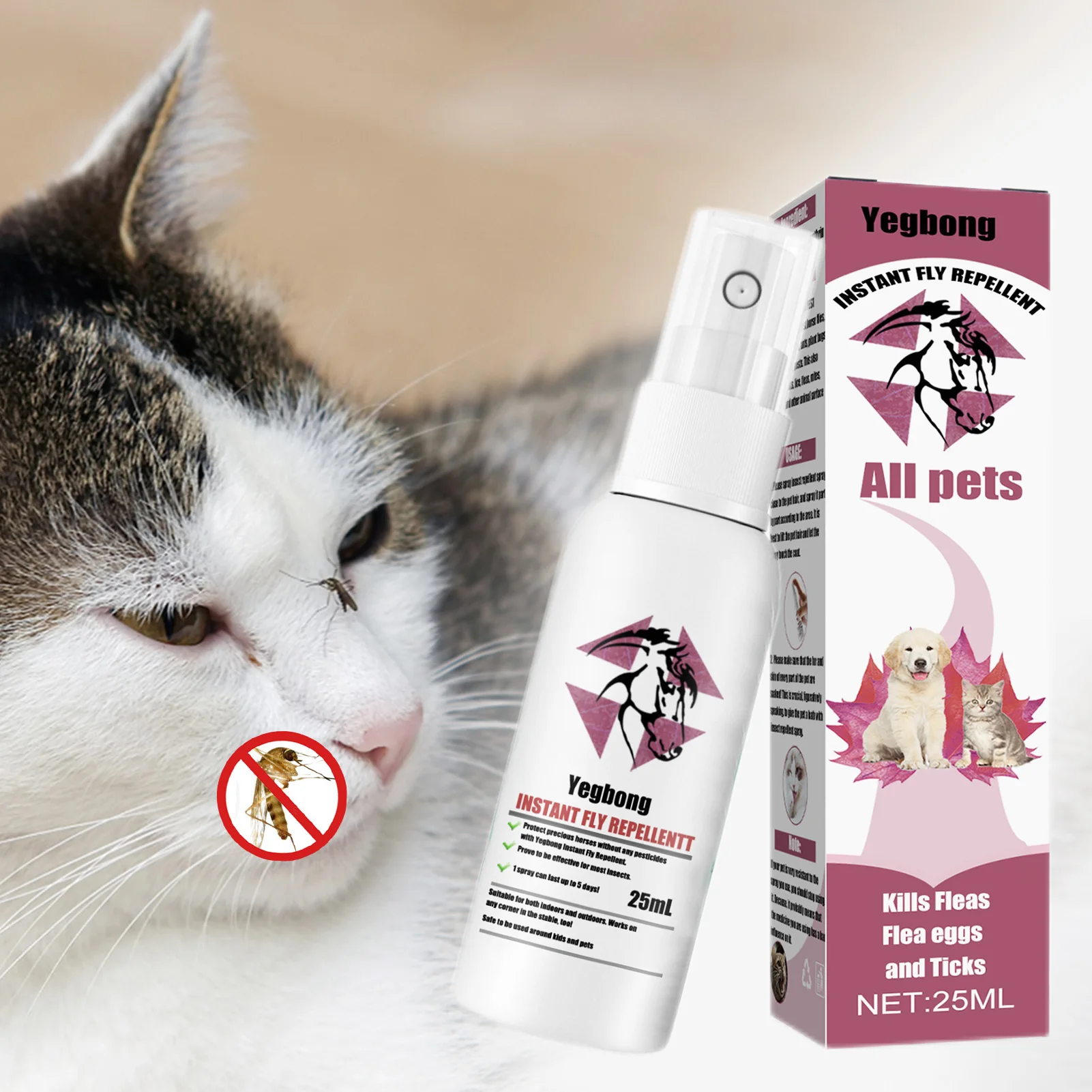 

25ml Pet Fur Spray Flea Tick And Mosquito Spray For Dogs Cats And Home Flea Treatments For Dogs And Home Flea Killers Soothing