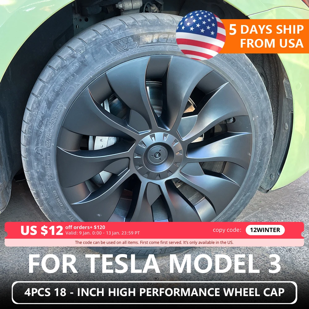 

4PCS for Tesla Model 3 18 Inch Hub Cap Original Car Replacement Wheel Cap Automobile Hubcap Full Cover Accessories 2021 2022