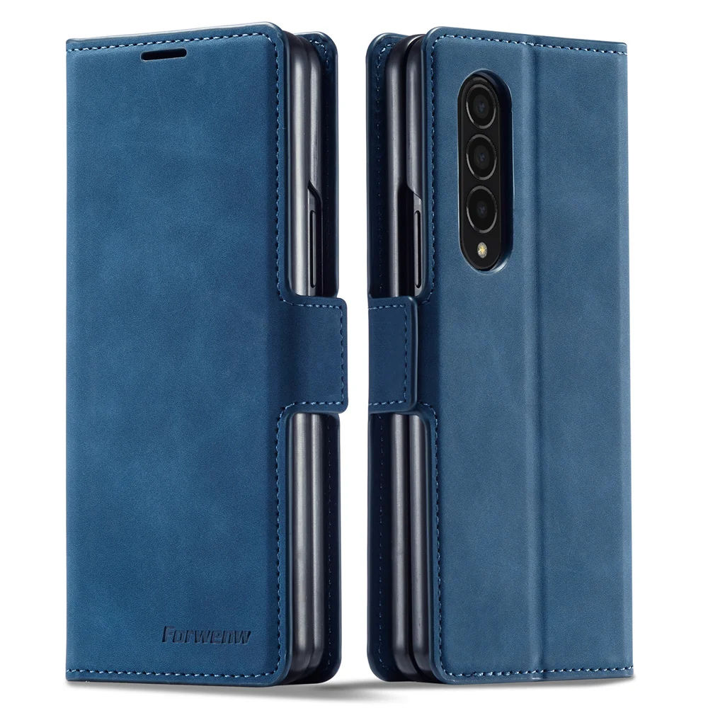 

Luxury Calfskin Magnetic Flip Leather Case for Samsung Galaxy Z Fold 3/Z Fold 4 Full Protection Folding Wallet Case Phone Bags