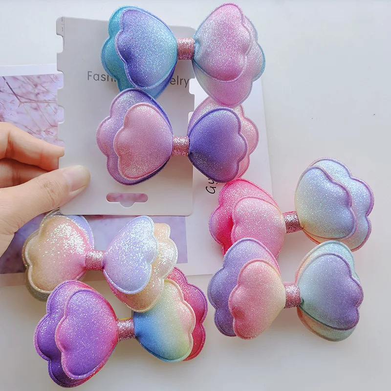 

2PC Colorful Cute Bow Hair Claw Side Clips for Women Girls Kids Child Hairpin Gift Holiday Hair Accessories Headwear Ornament