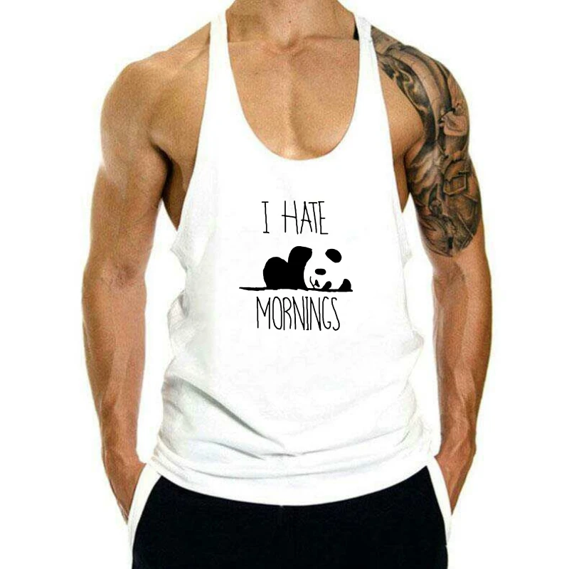 

I Hate Mornings Panda Bear tank top men More sleeveless And Colors tank top men