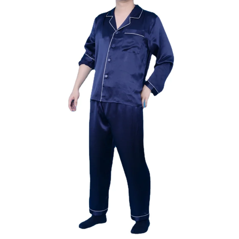 100% Mulberry Silk Pajamas Set for Men Pijama Suit Hombre Nightgown Sleepwear Lounge Set Pyjama Male