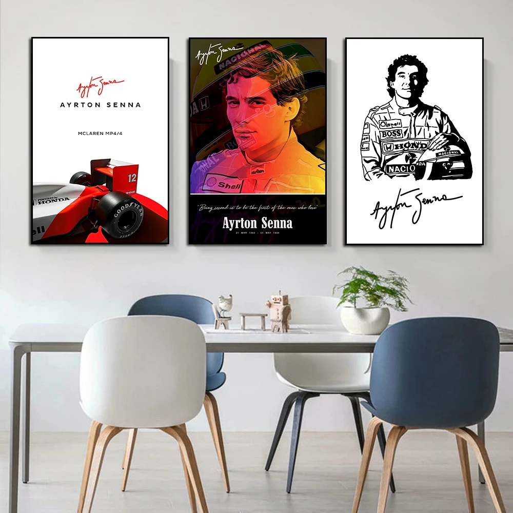 Легендарный гонщик майнтон-Сенна портретный плакат F1 Grand Prix Winner Картина на холсте