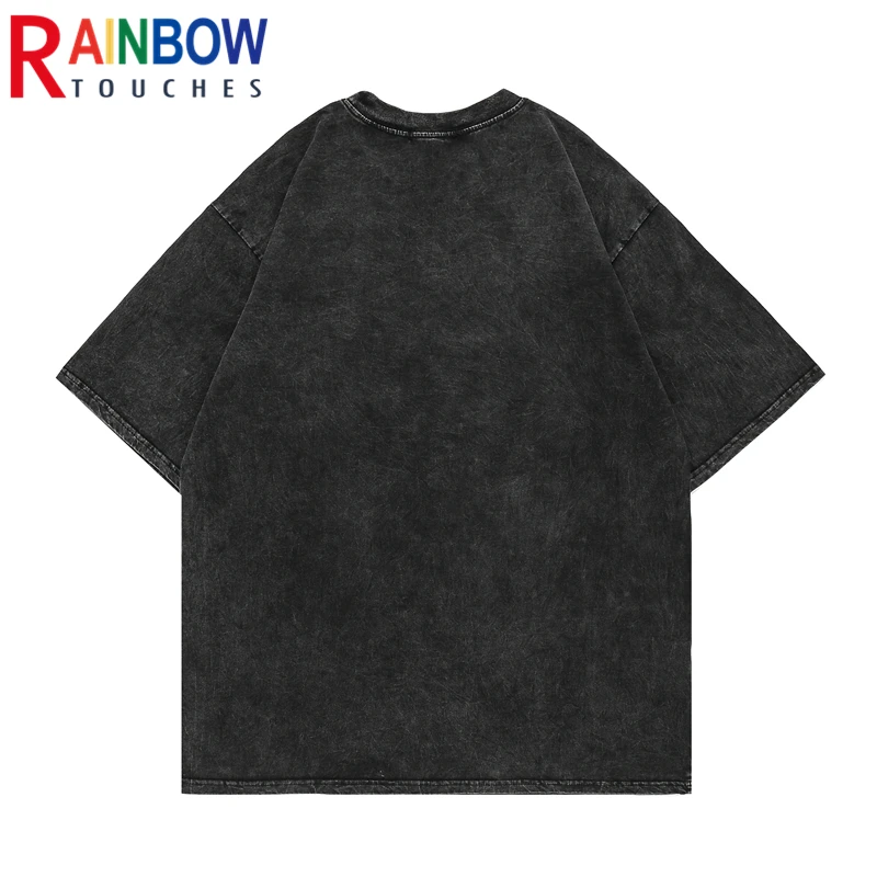Футболка Rainbowtouches с кислотной стиркой лето 2022 Винтажные Унисекс футболки