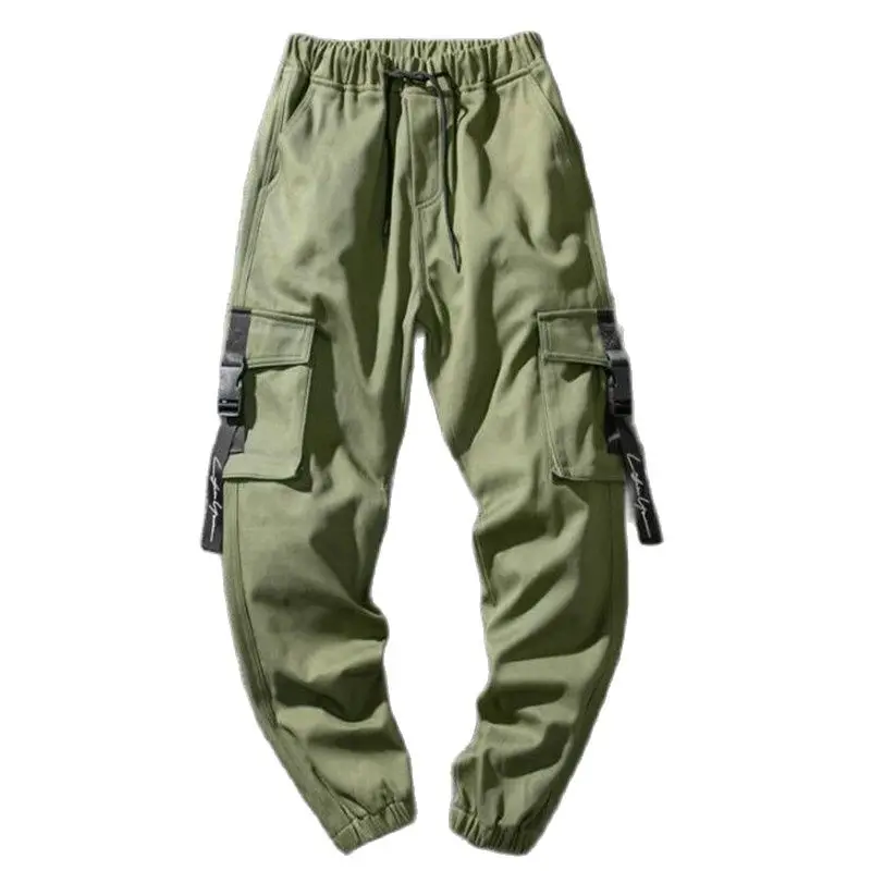 

Fashion Men Casual Pants Hip Hop Jogger Pants Loose Fit Classical Big Pocket Cargo Pants Men Army Green Military Pants