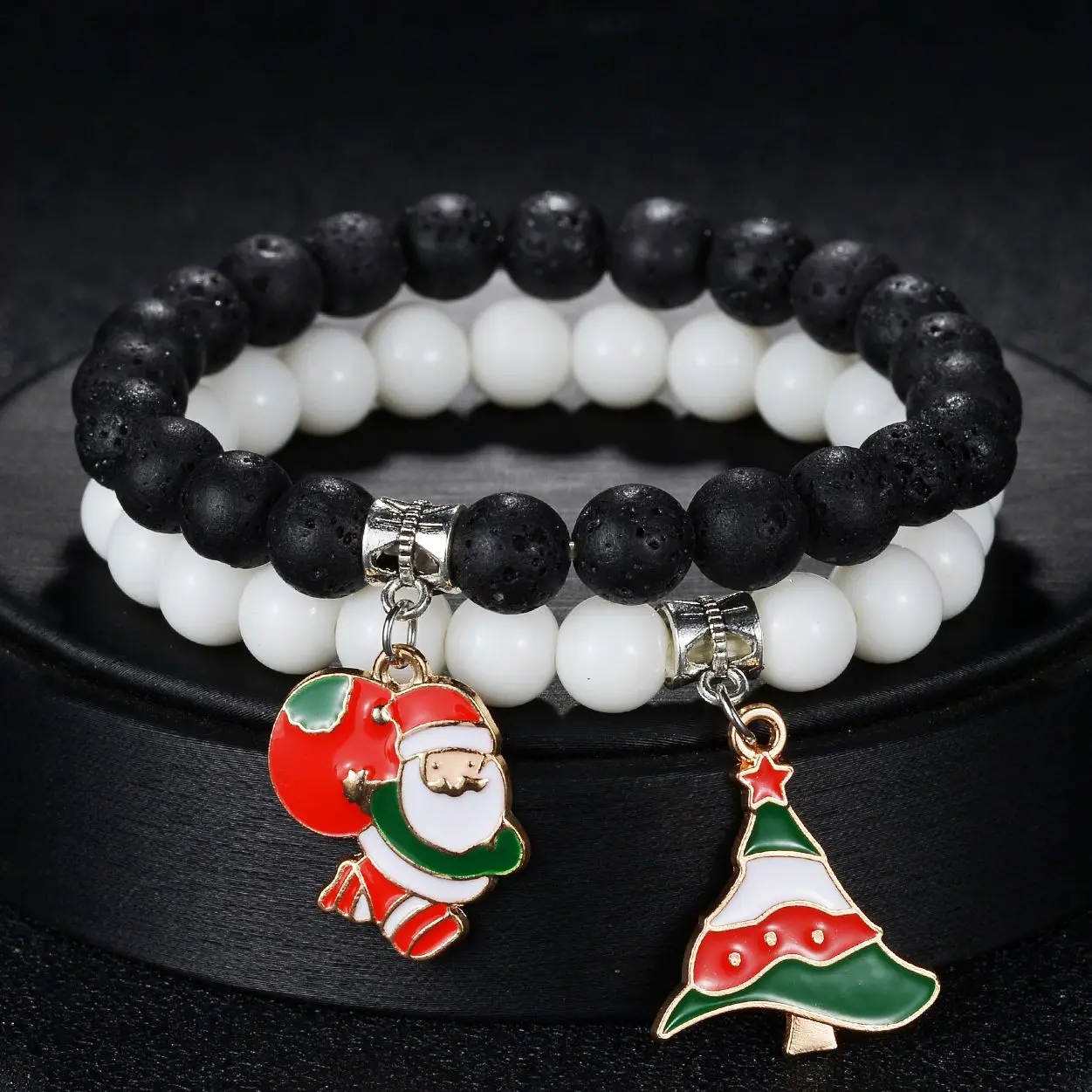 Браслет MeMolissa с рождественскими бусинами для мужчин и женщин, распродажа, 2 шт./компл., браслеты с оленем, снеговиком, снежинкой, Сантой, лучший подарок на Рождество