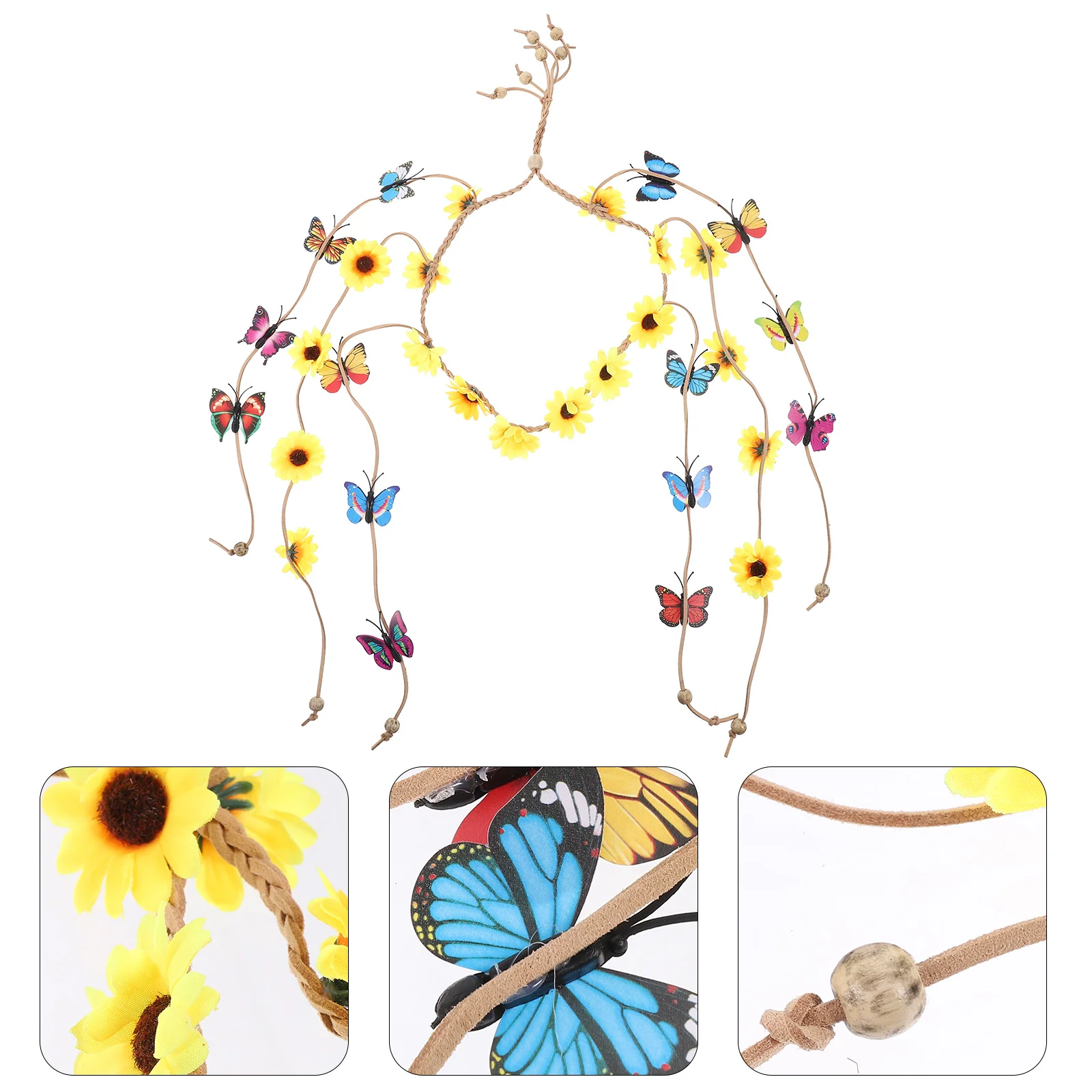 

Sunflower Headband Bohemian Flower Headband Butterfly Tassel Headband for Women