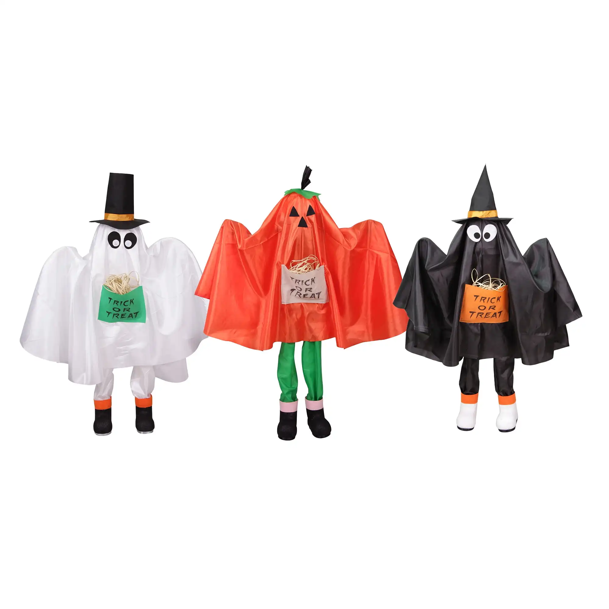 

Set of 3 Ghost Pumpkin and Bat Standing Halloween Kid Figures 36"