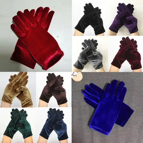 Бархатные эластичные перчатки, Осень-зима, мягкие однотонные термоварежки, золотые бархатные перчатки, теплые перчатки для рук, перчатки с ...