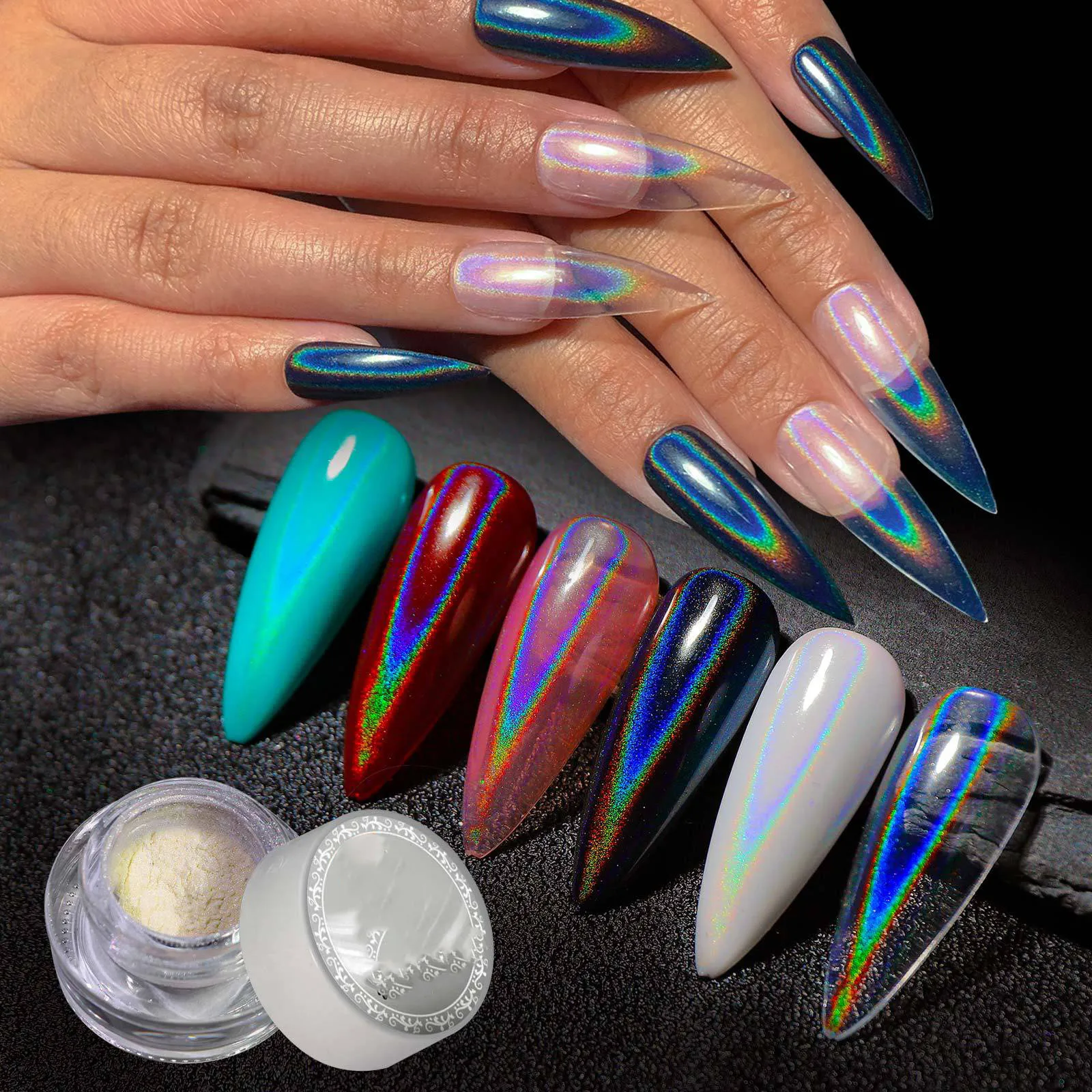 

White Universal Laser Nail Glitter Holographic Powder Nail Art Unicorn Aurora Sequins Mermaid Dust Small Flakes Manicure Decor *