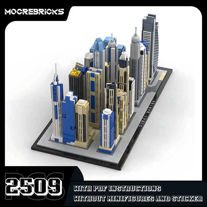 Фото Конструктор MOC: Городские небоскребы Дубайской марина, архитектурная модель, игрушки, детские рождественские подарки №4