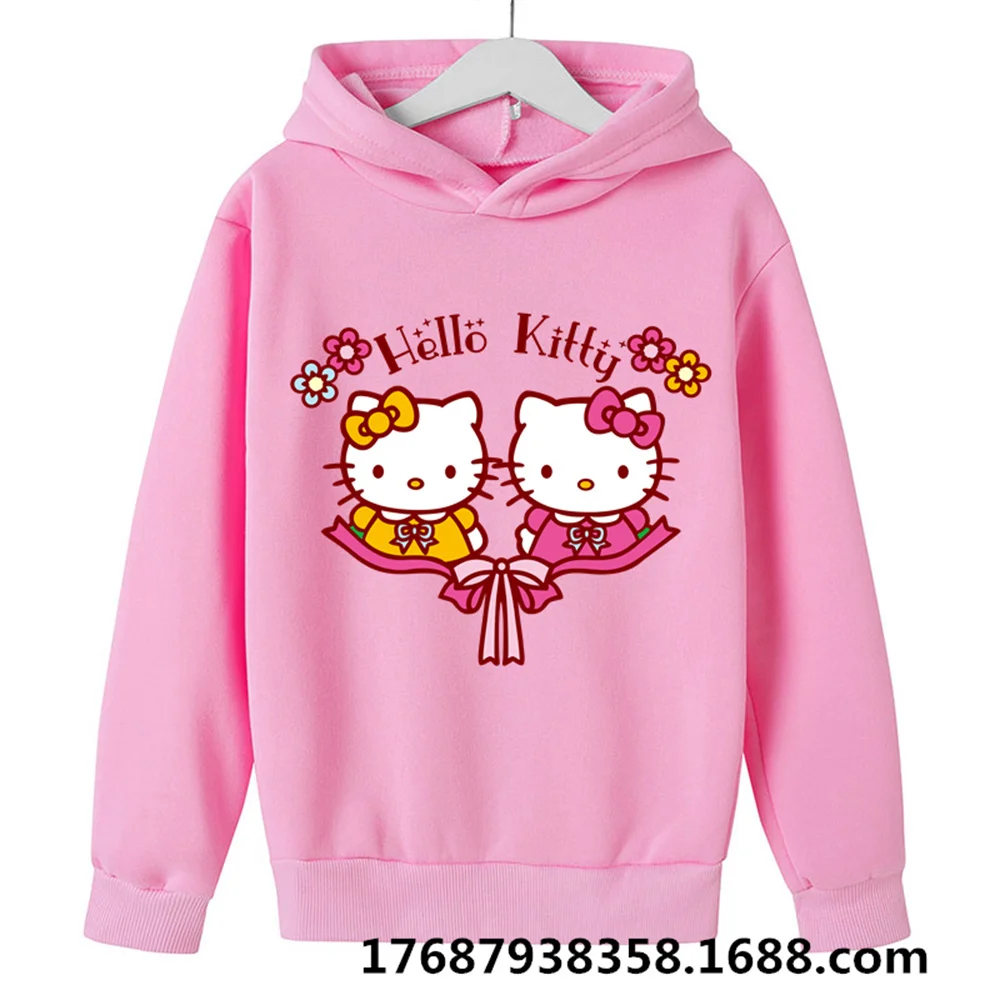 Купи Hello Kitty Hoodie Girls Clothing Kids Fashion Autumn Baby Boy Clothes Cat Suit Children Hoodies Toddler Sweatshirts за 288 рублей в магазине AliExpress