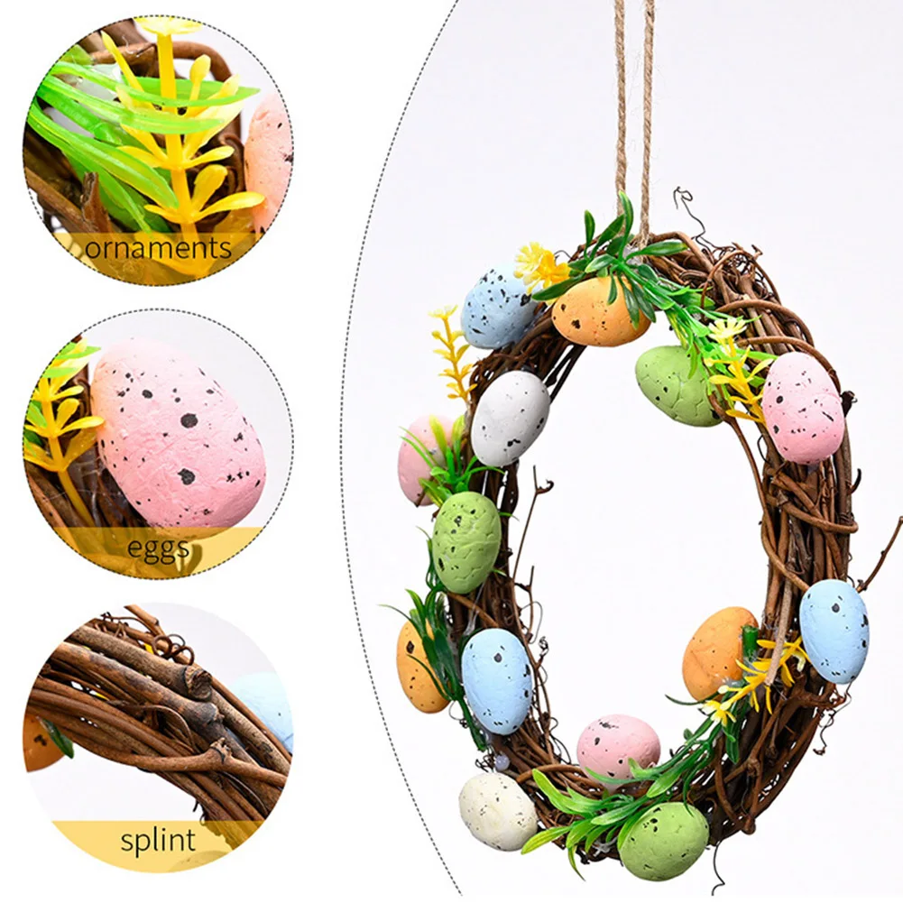 

Artificial Easter Wreath Garland Rattan Frame Easter Bunny Egg Garland Wedding Easter Party Wall Door Hanging Ornaments