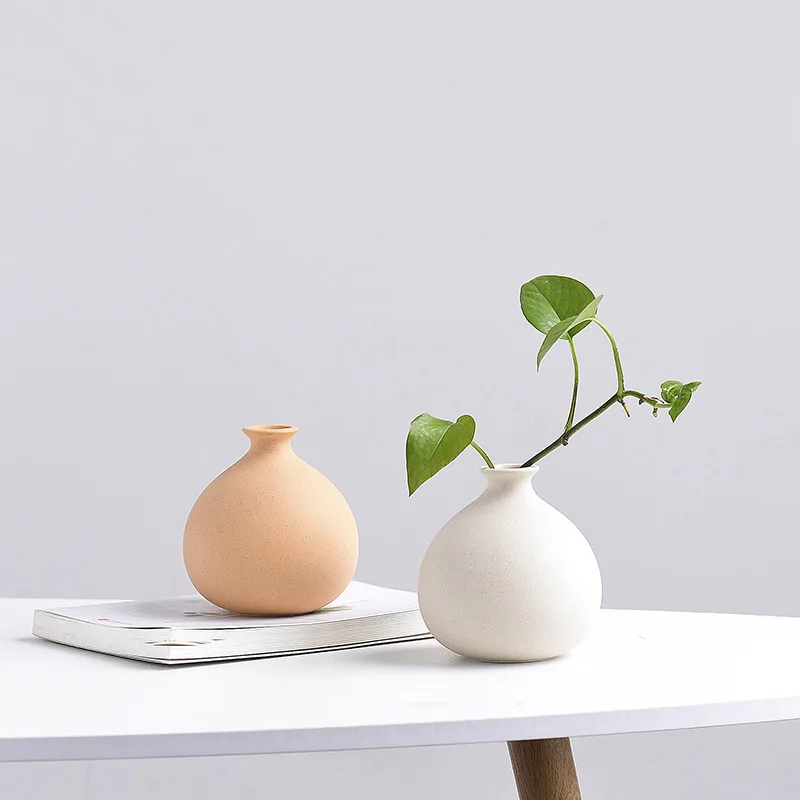 Маленькая керамическая ваза коричневый Овальный цветочный инструмент