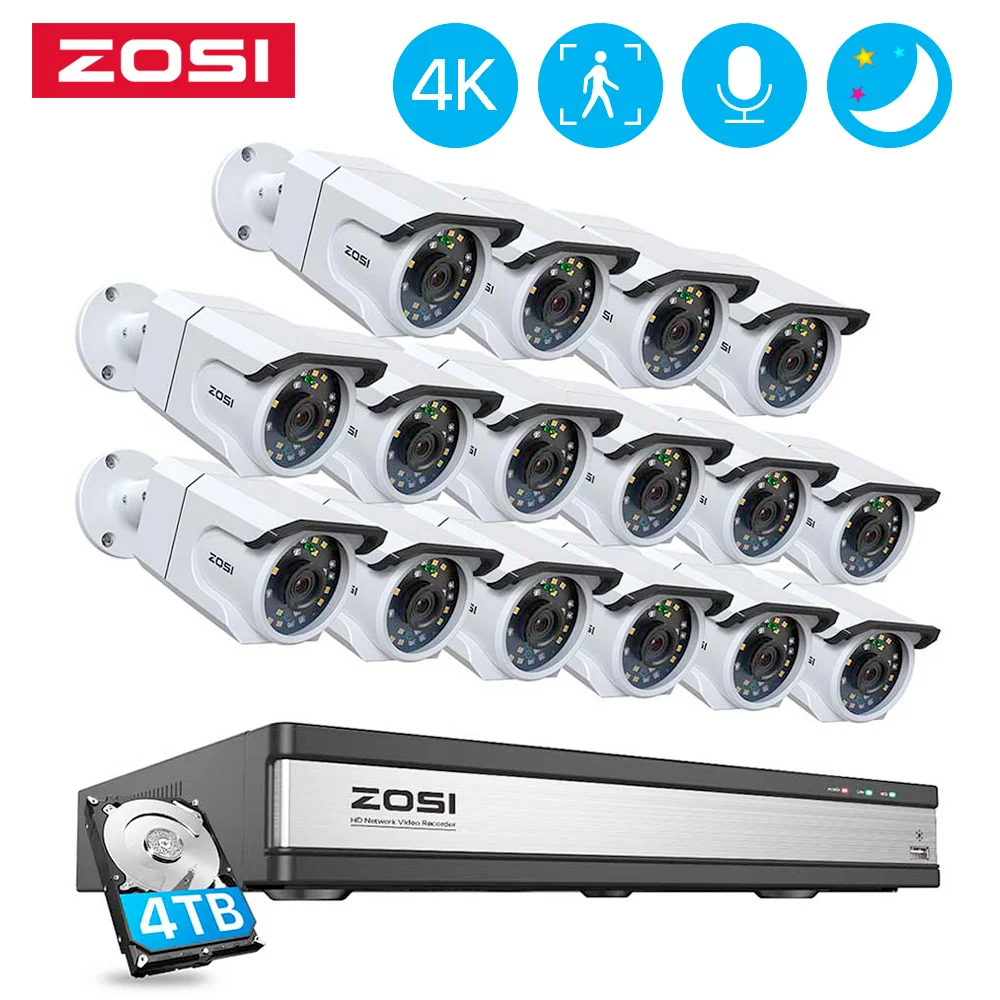 Система видеонаблюдения ZOSI 16 каналов 8 Мп Ultra HD POE NVR |