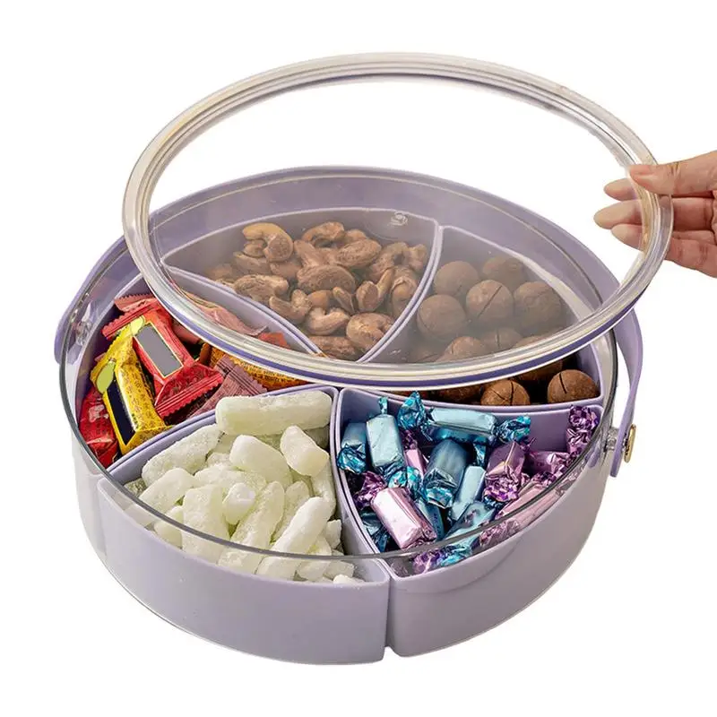 

Snack Tray With Lid Party Tray Food Platter With Handle 5 Compartment Portable Snack Platters Clear Organizer For Nuts Fruits