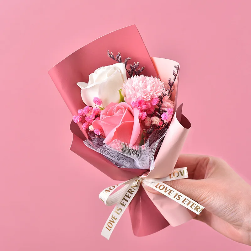 Decorative Valentine's Day Gift  Accessories Dark Pink Rose Small Flower Bundle Dry Flower Ornament