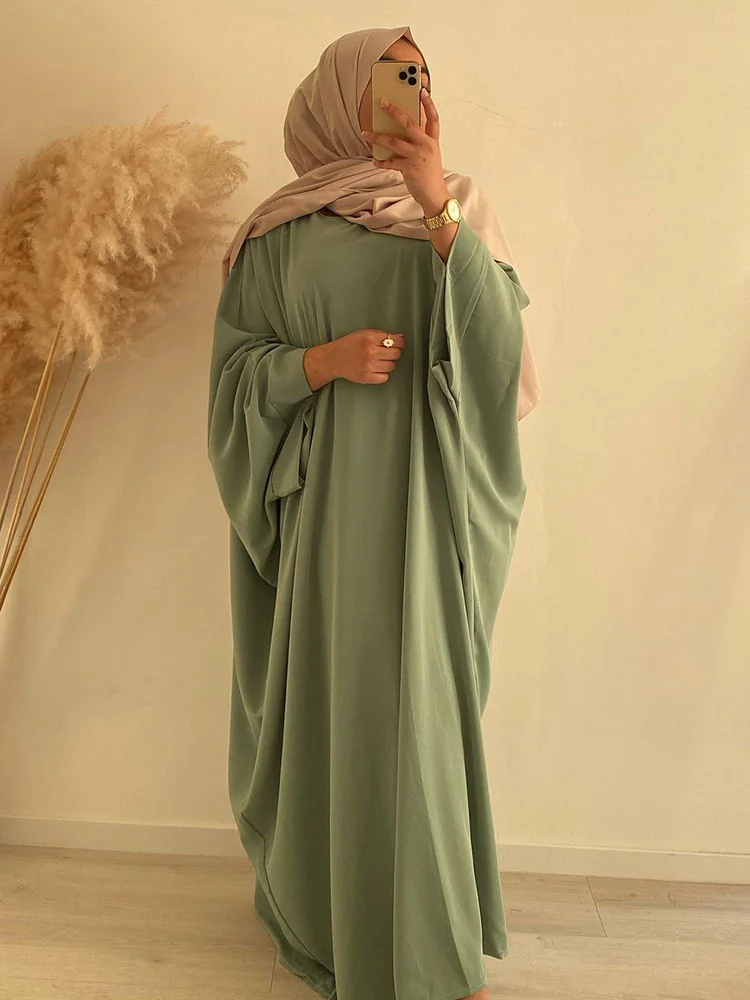 Muslim Abaya Ramadan Prayer Fashion Dress Women Nida Batwing Sleeve Hijab African Dresses Islam Dubai Modest Turkey Abayas