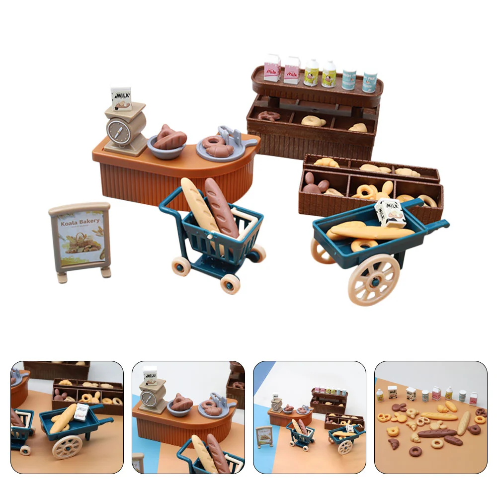 

Miniature Model Toy Furniture Bread Cabinet Bakery Shop Cake Landscape Scene Coffee Ornaments Tiny Simulation Shelving