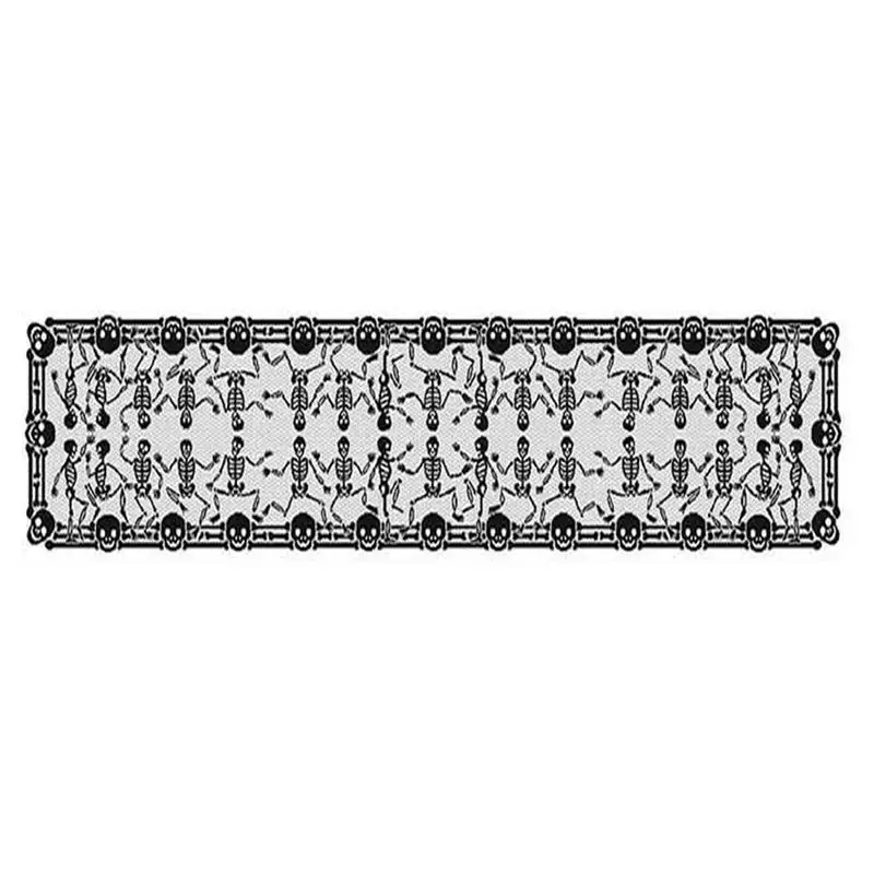 

Halloween Table Clothes Halloween Table Runner With Skull Pattern Black Skull Lace Table Cover For Gothic Halloween Party Home