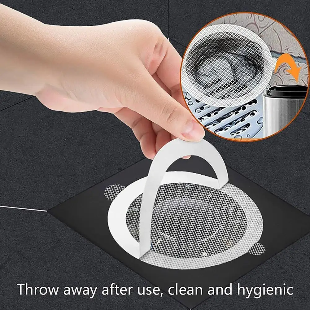 

10pcs Disposable Shower Drain Net Stickers Bathroom Mesh Outfall Stopper Hair Sink Drain Strainer Sewer Floor Tape Catcher M3K7