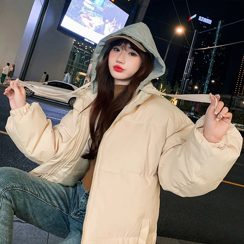 2022 New Warm Thick Cotton Coat Korean Winter Loose Hooded Parkas Coat Women Outwear Lady Jacket Women Winter Down Padded Jacket