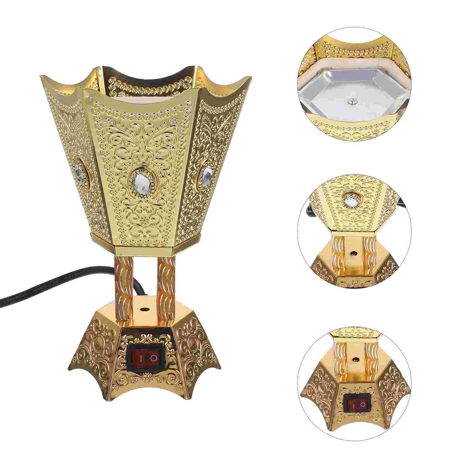 

Electric Censer Burner Table Burner Ornament Antique Censer Holder Metal Incense Burner Incense Holder (EU/UK/US Plug)