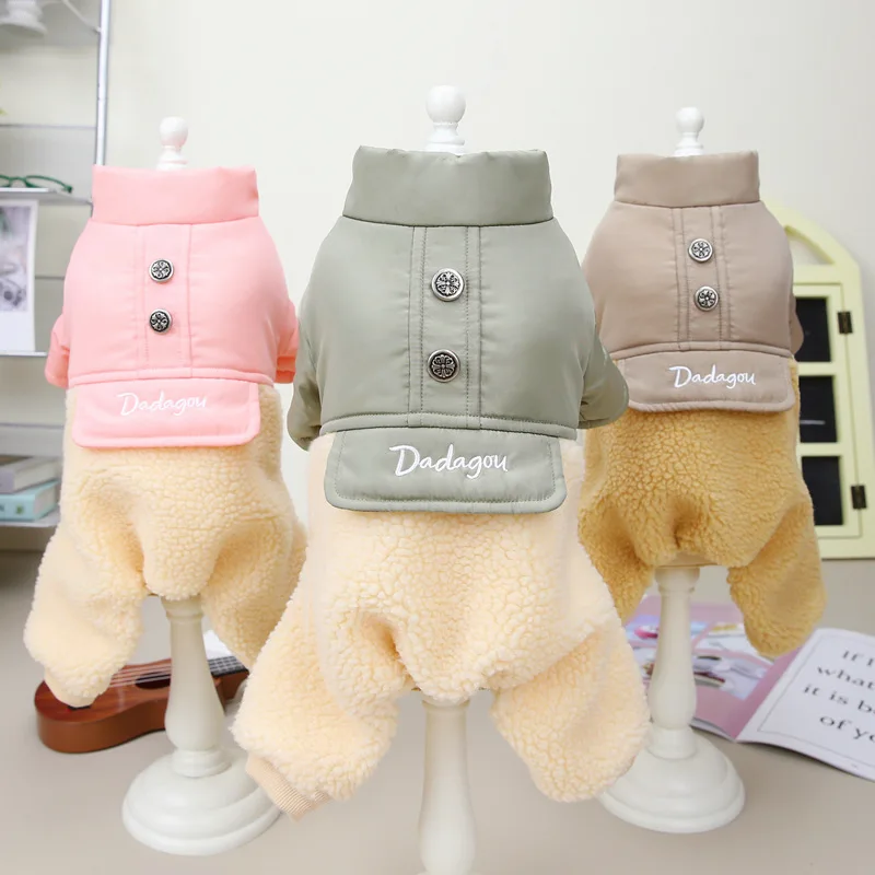 

Four-legged Cotton Coat Pet Dog Clothes Items Autumn Winter Dogs Overalls Lamb Four-leg Jumpsuit Costumes Small Shop Clothing