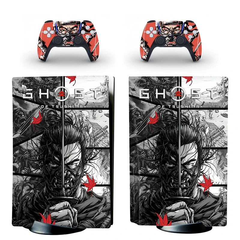 

The Ghost Anime PS5 Digital Edition Skin Sticker Decal Cover for PlayStation 5 Console and 2 Controllers PS5 Skin Sticker Vinyl