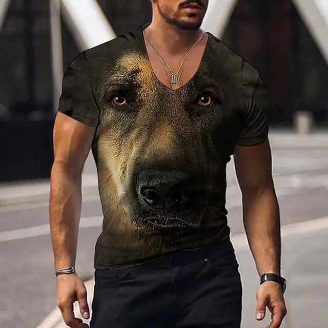 

Dog Graphic Tee Mens T-Shirts For Men Clothing Outdoors Summer Tops 3D Printed Short Sleeve Casual Oversized Street Tee Shirt