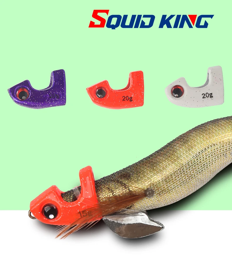 

SQUID KING 10/15/20g Shrimp Lure Sinker Squid Jig Tip Run Weight Chin Sinker for Wood Shrimp Prawn Lures Baits Fishing Tacke