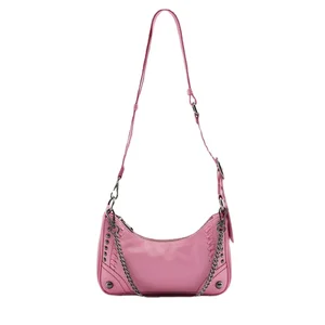 Leisure Hobo Chain Crossbody Bag Luxury Brand Designer Rivet Soft PU Leather Purses and Handbags Pun