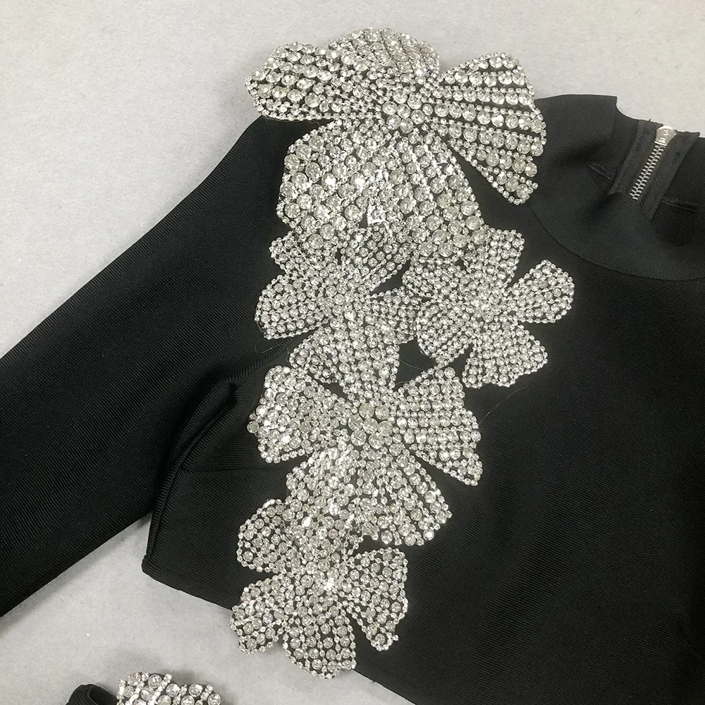 Роскошное сверкающее черное бриллиантовое платье комплект из 2 комплектов