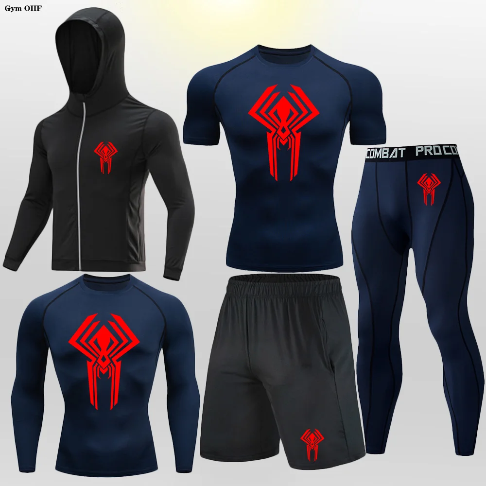 Мужской спортивный костюм MMA Rashguard Jiu футболка с надписью Jitsu + брюки для фитнеса и