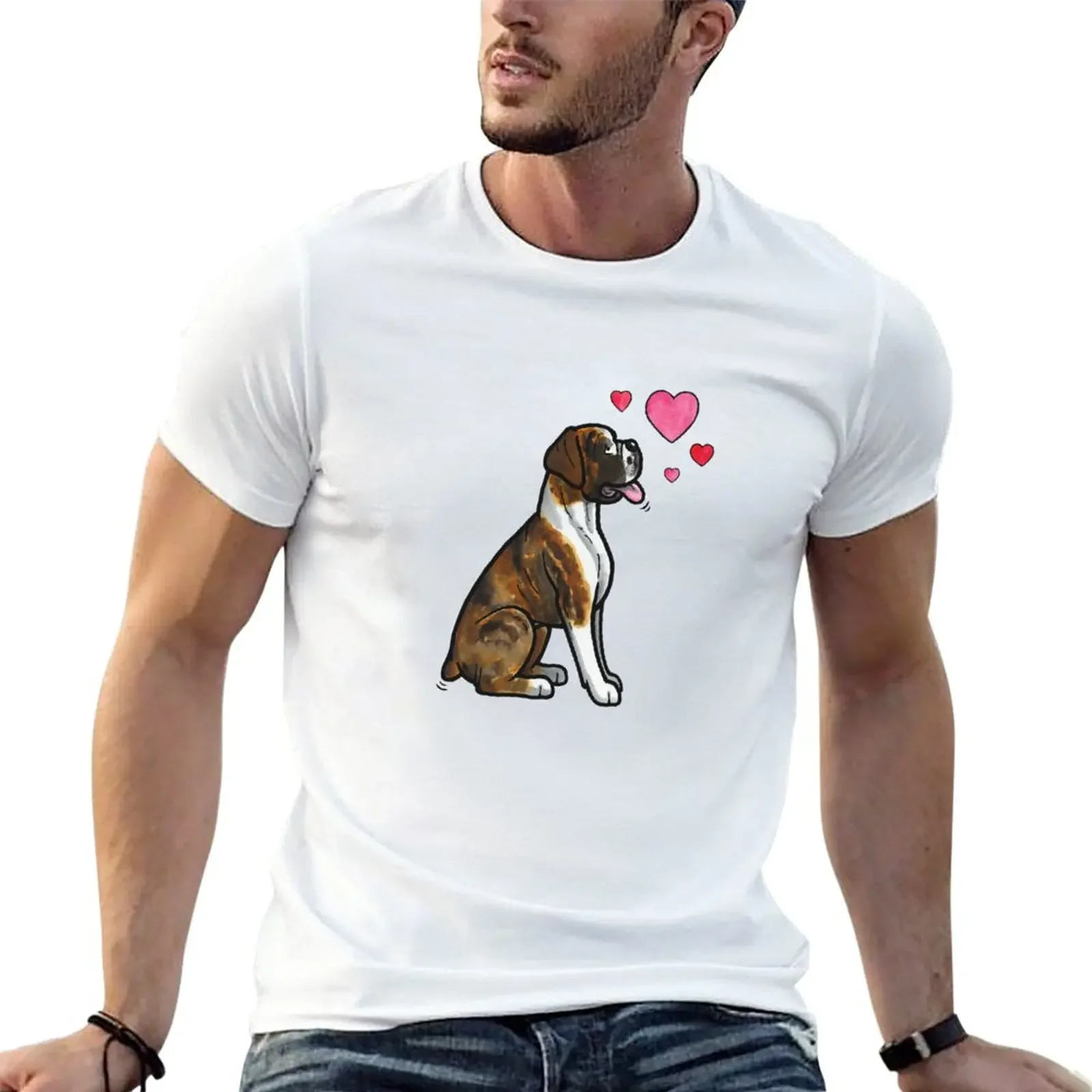 New Boxer love (brindle) T-Shirt custom t shirts blank clothes for men