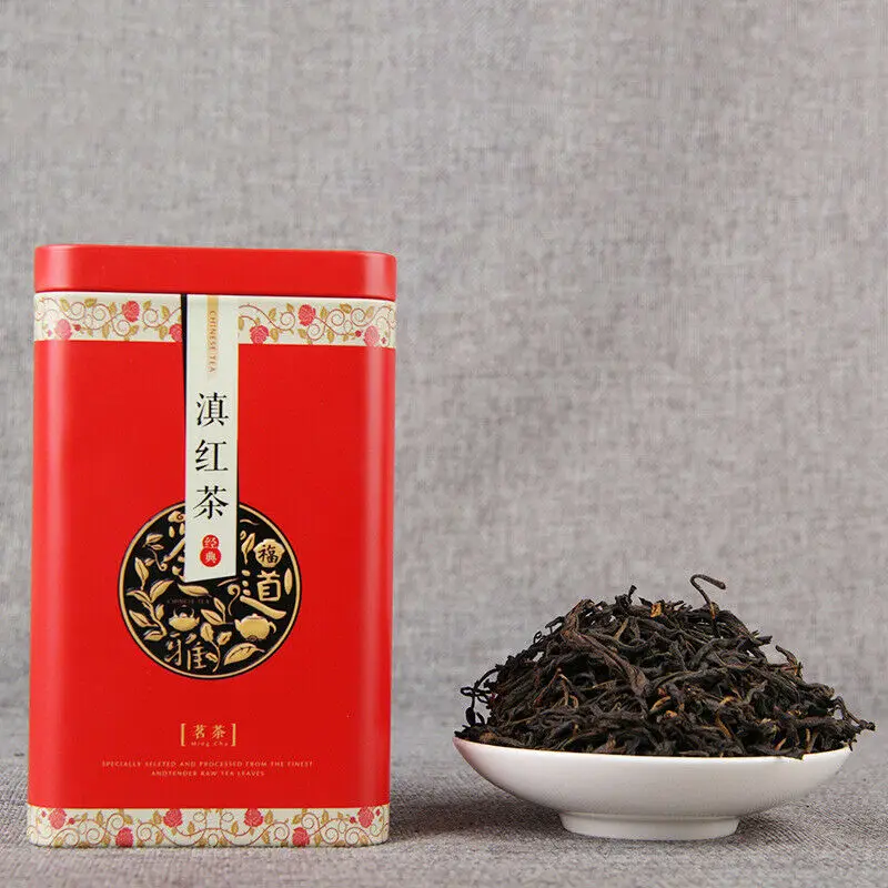 

80 г Старое дерево черный чай Юньнань весенний листовой Dianhong Cha железный ящик Подарочный чай