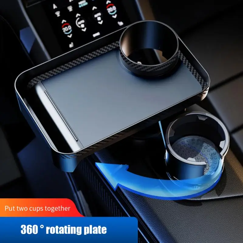 

Multifunctional Car Cup Holder With Attachable Tray 360° Swivel Adjustable Car Food Eating Tray Car Small Dining Table