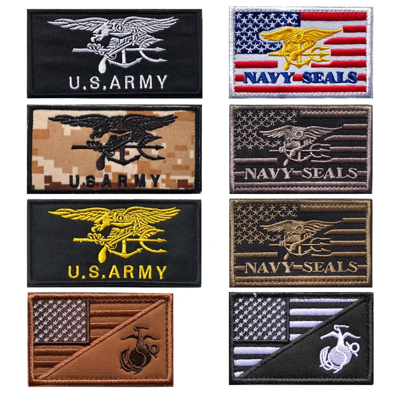

U.S.A NAVY SEALS Patch Embroidered Badge Flag Patch Tactical Armband Hook and Loop Stickers for Backpack Jacket