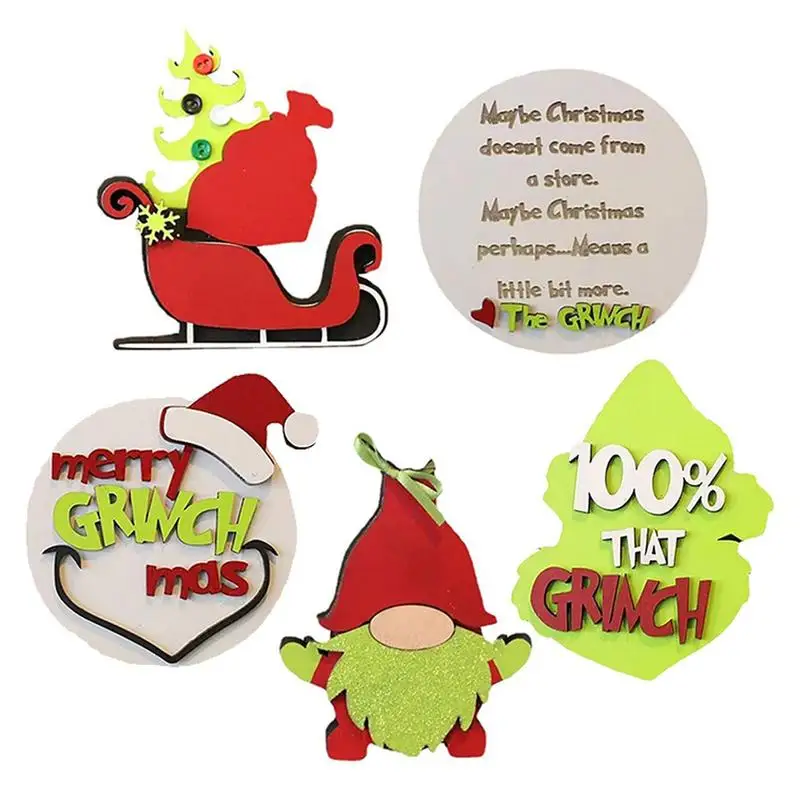 

Grinchmas Tiered Tray Decoration Wooden Christmas Home Decor For Dining Table Kitchen Desktop Centerpiece Party Supplies
