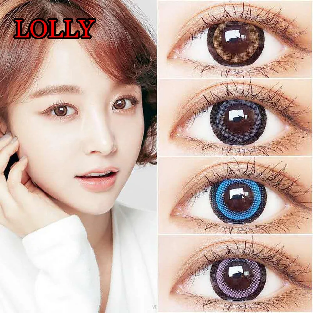 

2pieces/pair Dolly Eyes 14.50mm Women Men Eyelook Contacts Lenses with Power линзы для глаз цветные Sweet Lolly